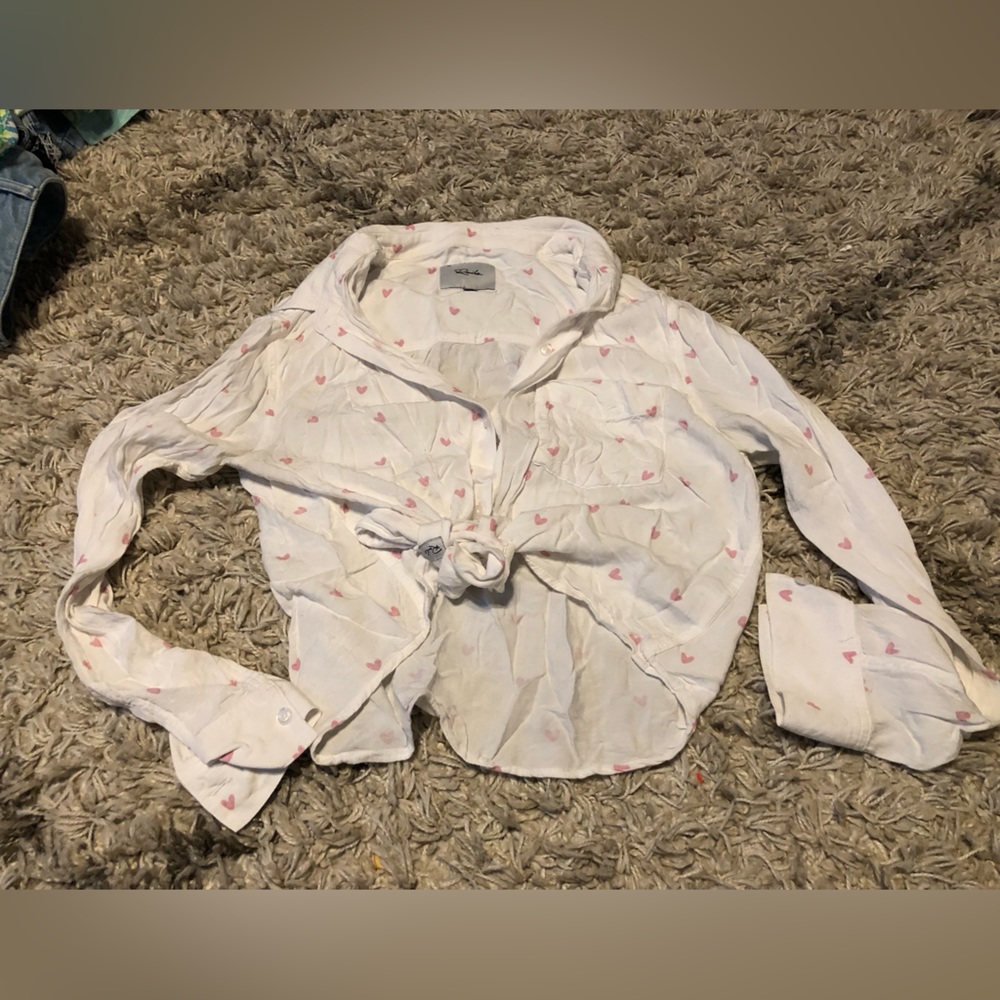 Rails Scribble Heart Crop Top Button Down S